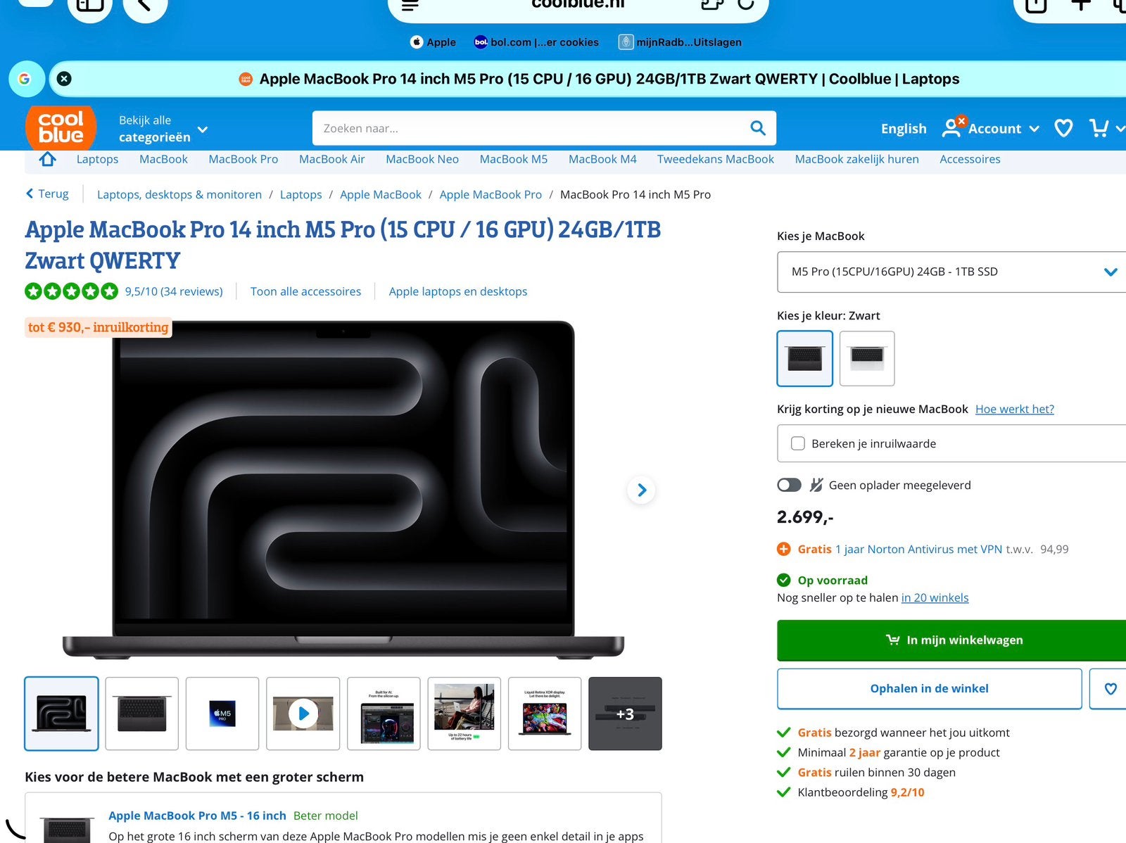 Foto 4 van MacBook Pro - M5 Pro chip - 1 TB  - 24GB - zwart - gesealed