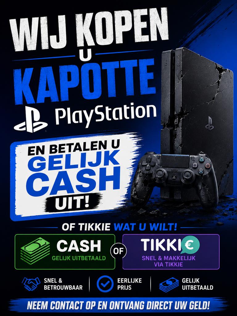 Wij kopen uw kapotte PlayStation - Direct contant geld!