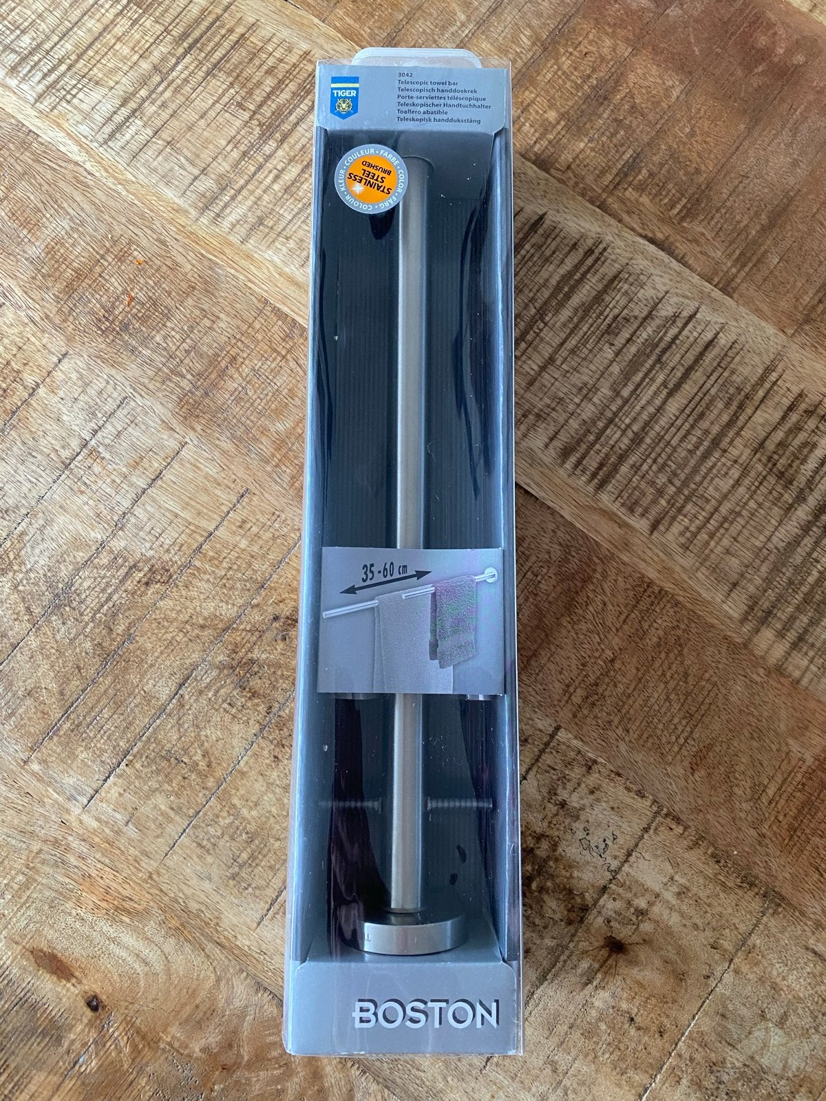 Tiger Boston Telescopisch Handdoekenrek RVS 35-60 cm, Ophalen, Handdoekenrek, Overige merken, Nieuw
