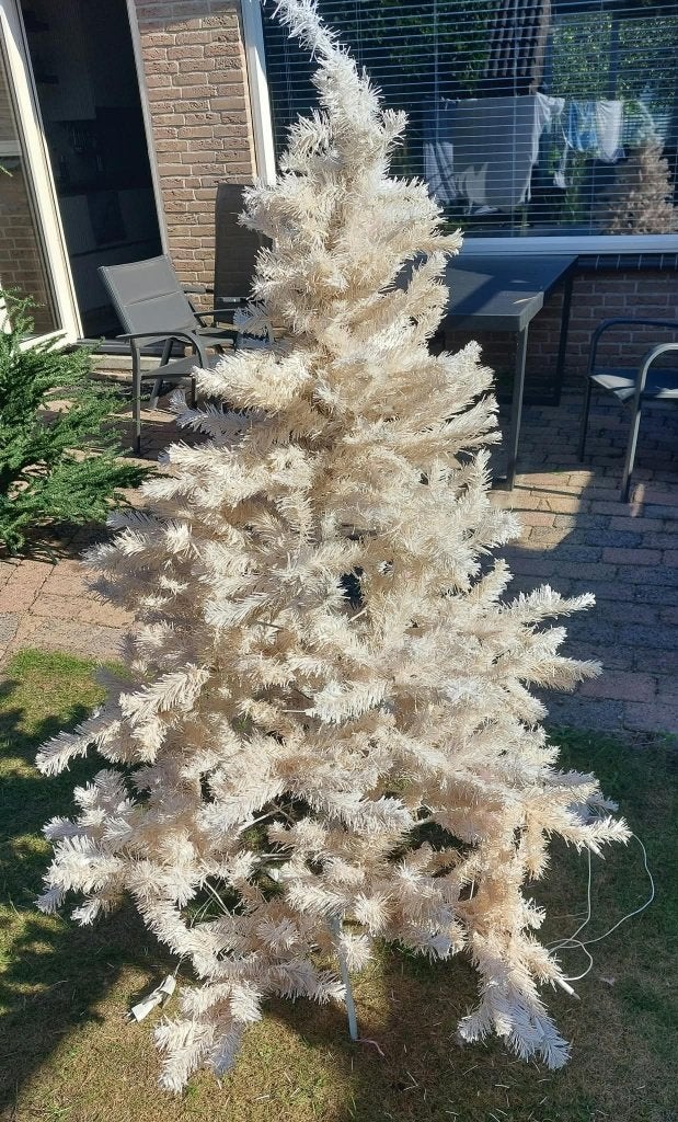 witte kunstkerstboom met verlichting hoog 180cm, Ophalen, Gebruikt