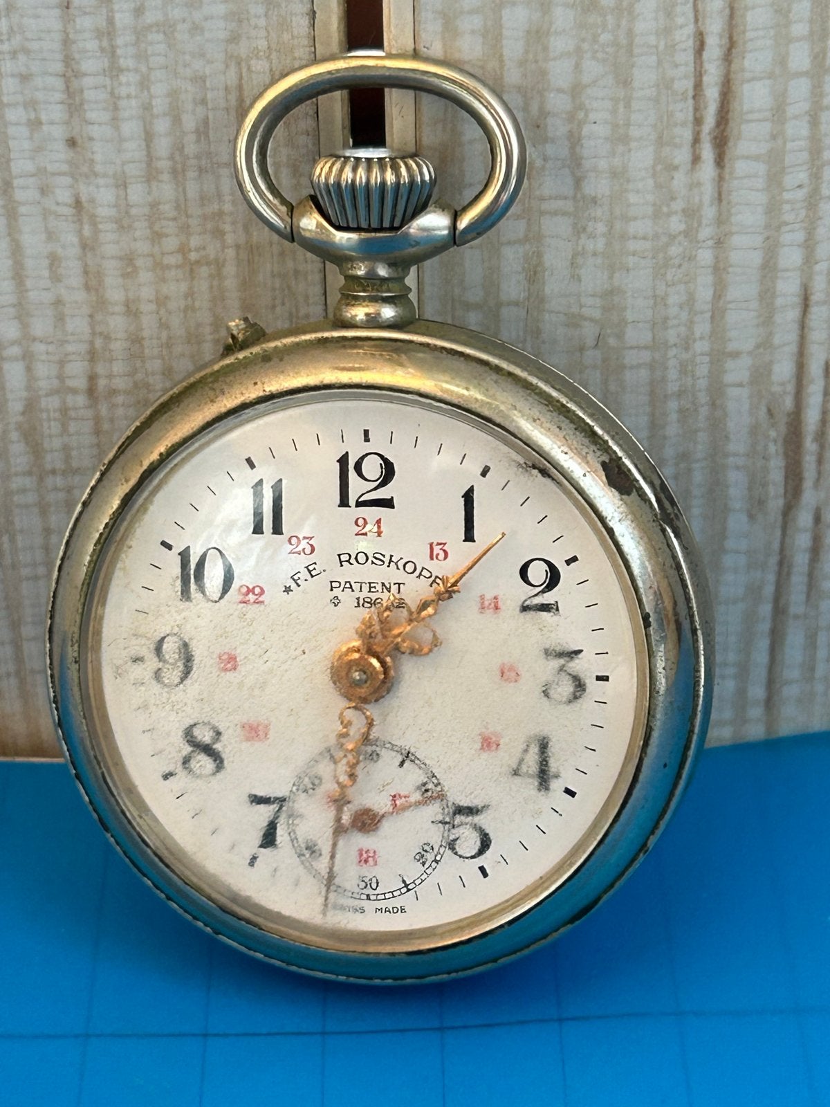 Antiek Roskopf Patent Zakhorloge - Zilverkleurig, Ophalen of Verzenden, Overige materialen, Overige typen