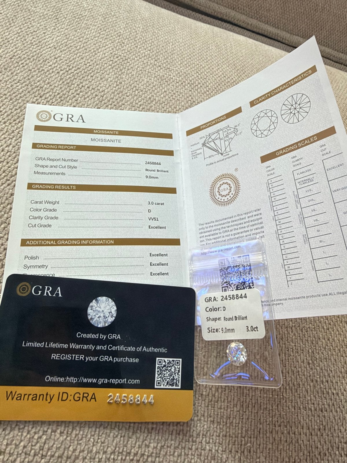 GRA gecertificeerde Moissanite diamant 3.0ct D VVS1, Ophalen, Nieuw