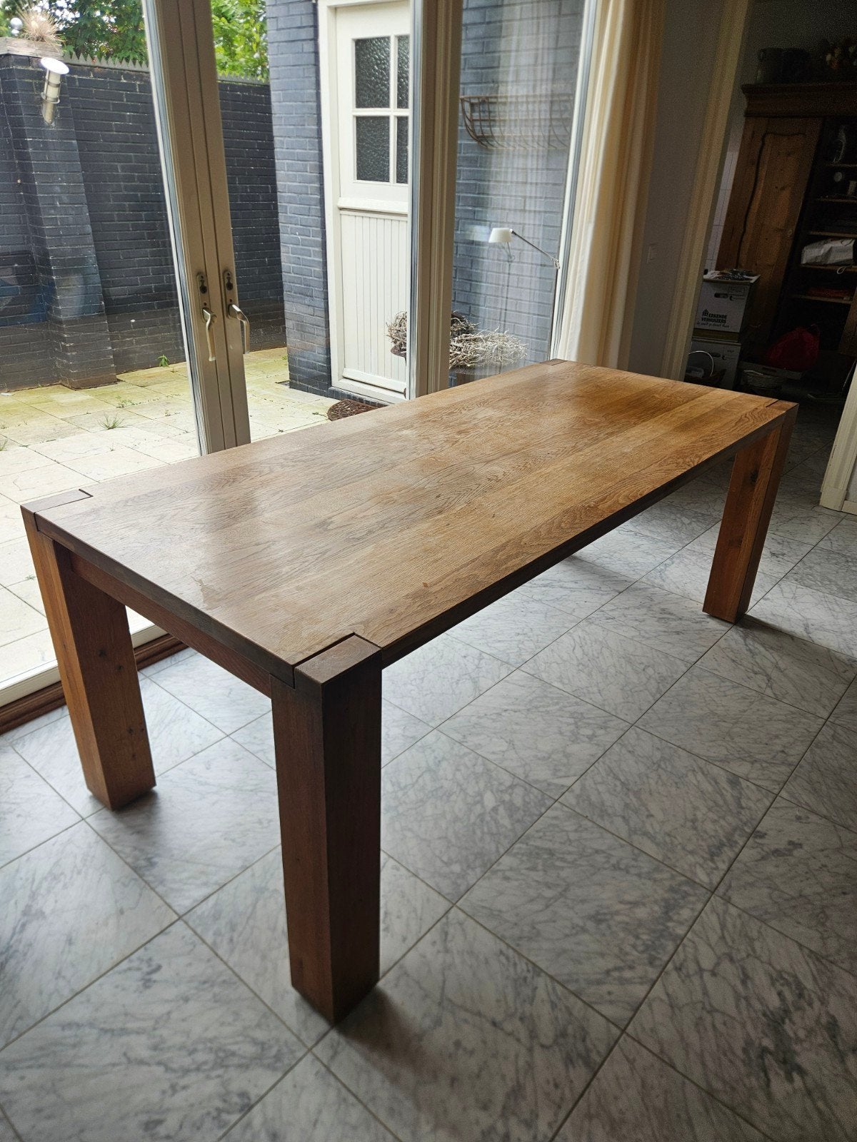 Pilat & Pilat eettafel 90x200x78 cm, Gebruikt, Eikenhout, 150 tot 200 cm, Vier personen