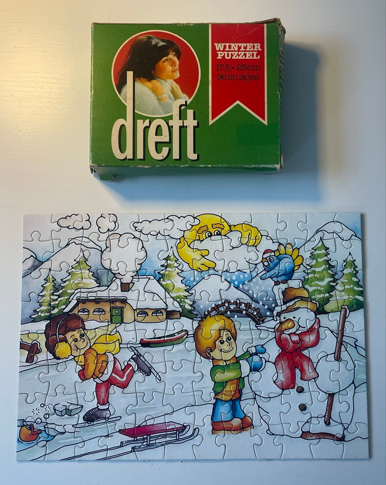 Vintage Dreft Winterpuzzel Jaren '70 - Compleet, Ophalen of Verzenden