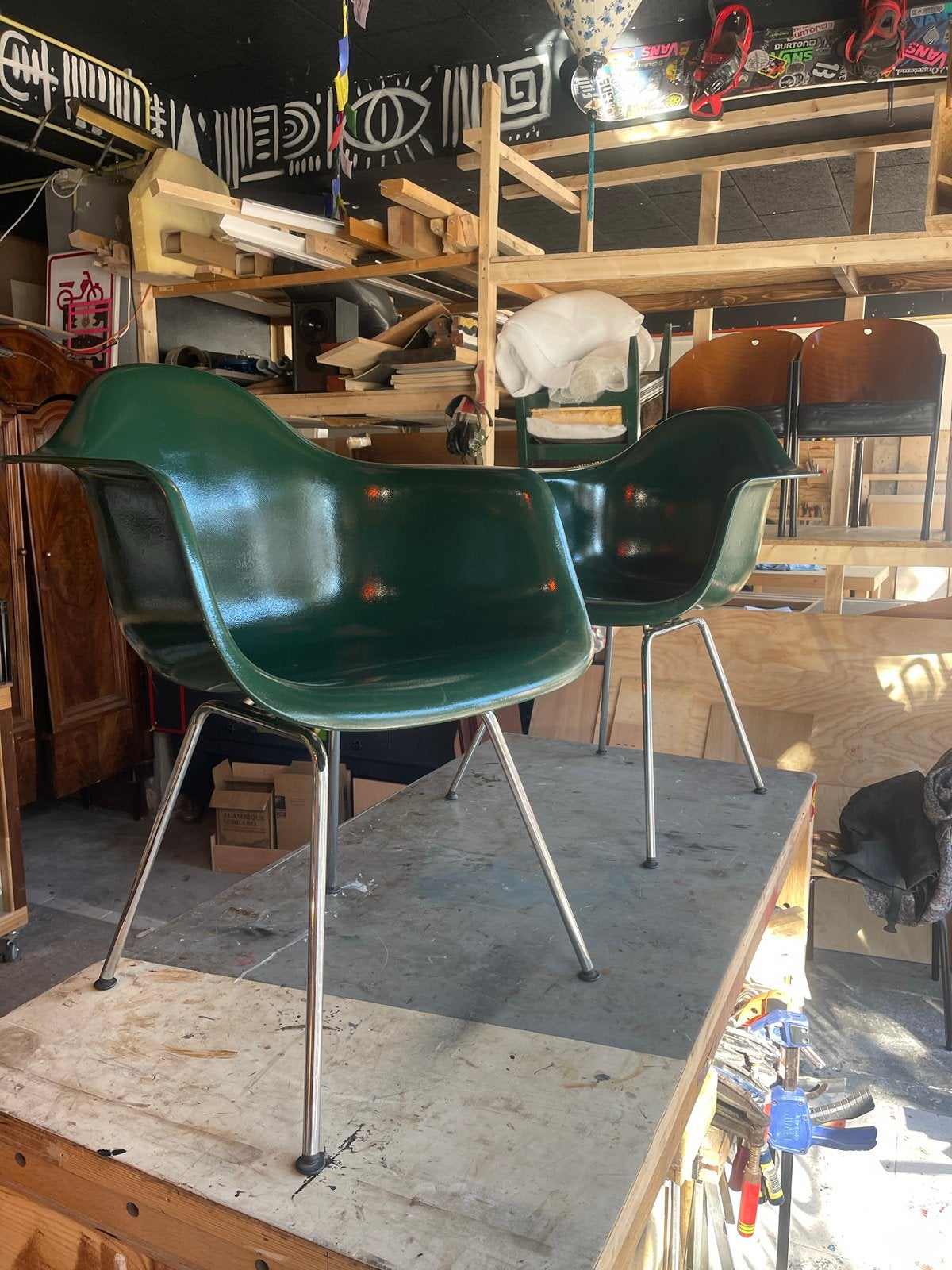 Originele Vitra Eames DAX stoelen, verchroomd onderstel, Huis en Inrichting, Stoelen, Ophalen, Twee, Overige kleuren, Zo goed als nieuw