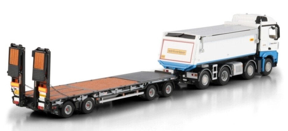 WSI MERCEDES-BENZ TIPPER TRUCK + DIEPLADER - BALLAST NEDAM, Hobby en Vrije tijd, Modelauto's | 1:50, Wsi, ., Nieuw, Ophalen of Verzenden