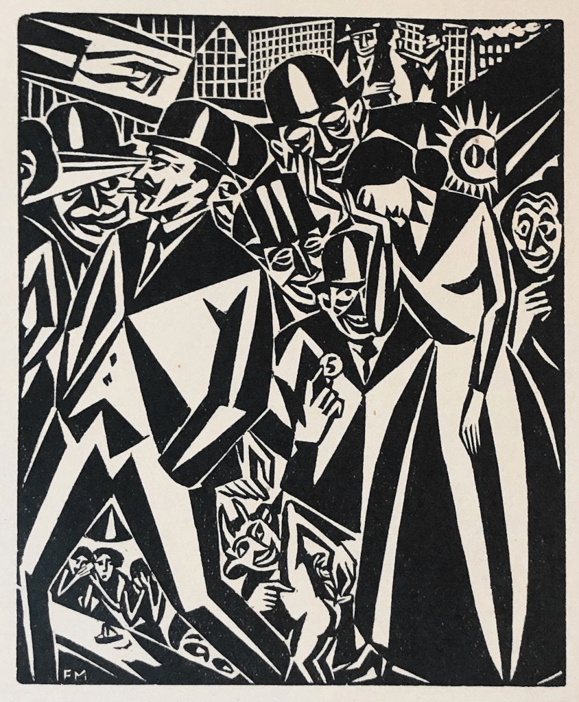 Frans Masereel (1889-1972) Houtsnede 'Moedeloos' ~1925, Ophalen of Verzenden