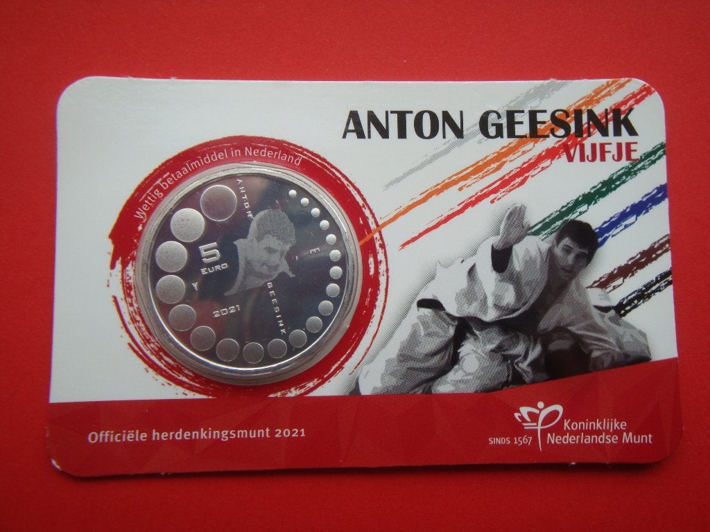 Nederland 5 Euromunt coincard Anton Geesink 2021., Verzenden, Nederland, Munten