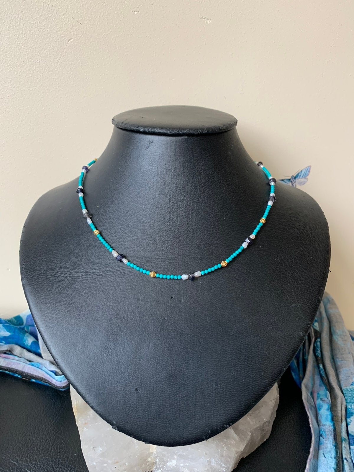 Turkoois turquoise saffier geluk intuïtie beschermt welvaart, Blauw, Magnolia11, Nieuw, Verstelbaar