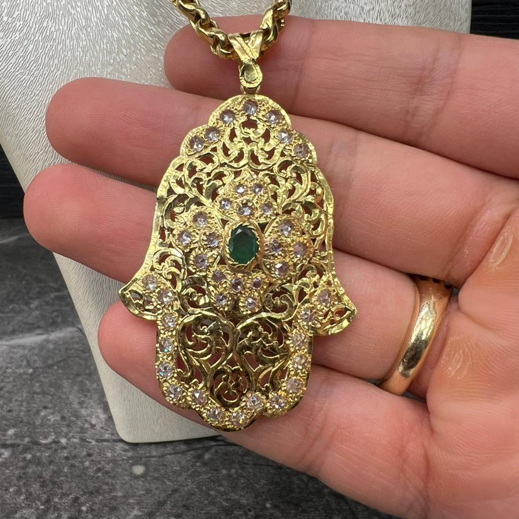 18 karaat gouden ketting met hanger Marokkaans fatima hand, Sieraden, Tassen en Uiterlijk, Ophalen of Verzenden, Nieuw, Goud, Met hanger
