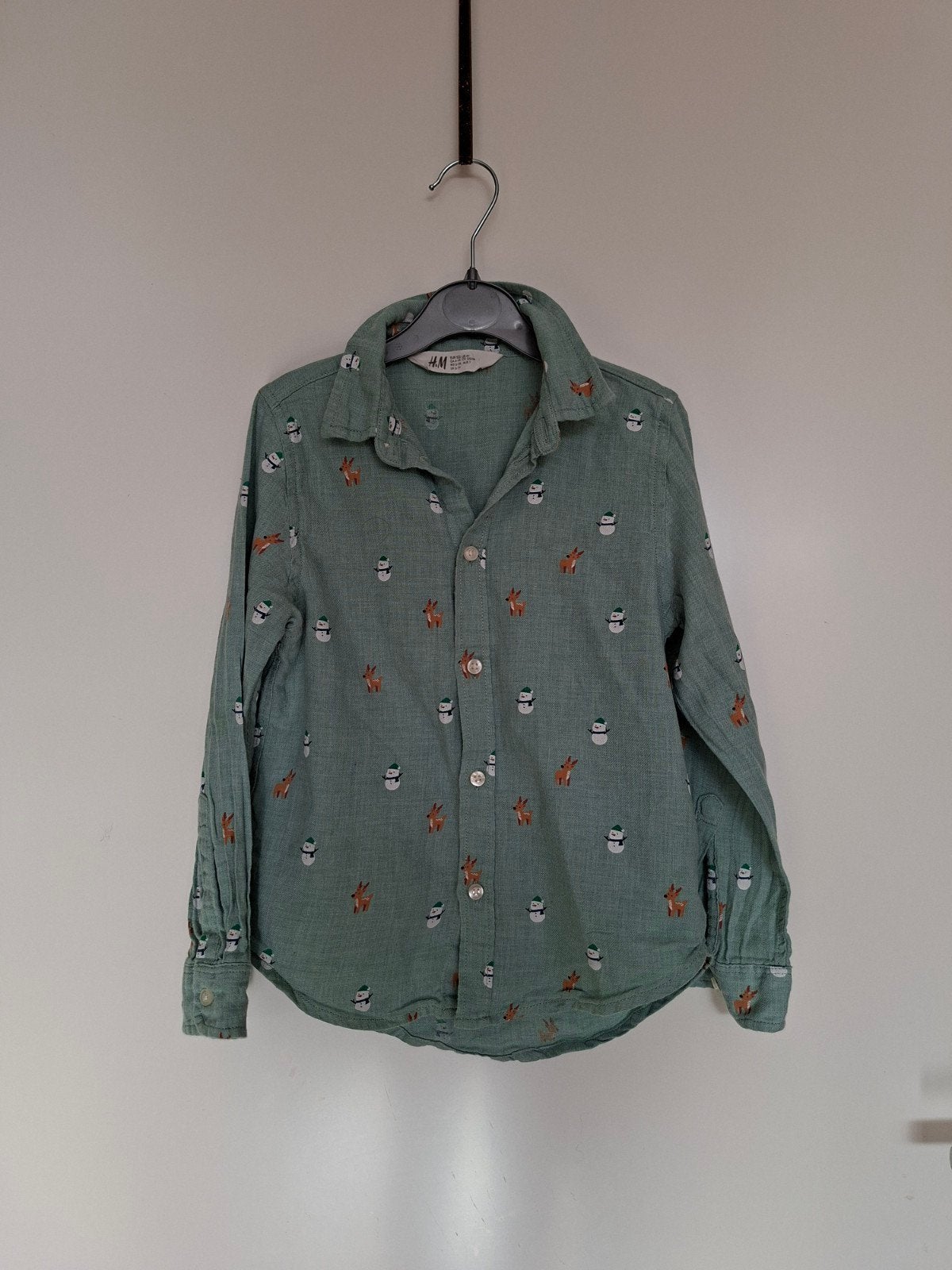 Leuk groen overhemd van H&M in maat 122 z.g.a.n., Kinderen en Baby's, H&M, Overhemd of Blouse, Ophalen of Verzenden, Zo goed als nieuw