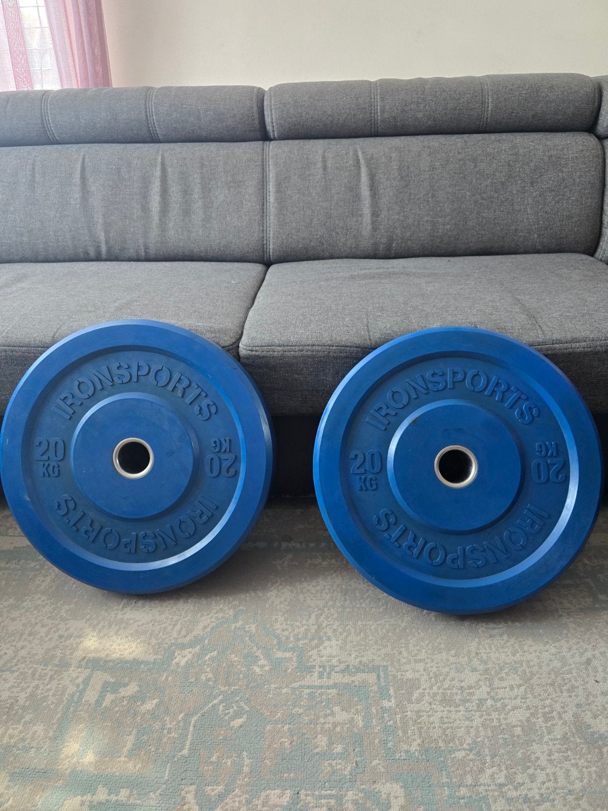 IronSports Bumper Plates - 2x20kg, 2x10kg, 2x5kg, Ophalen of Verzenden, Gebruikt, Rug, Halterschijven