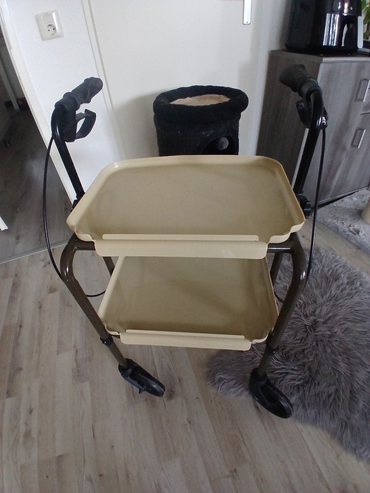 binnen huis trolly met 2 dienbladen, Ophalen, Zo goed als nieuw