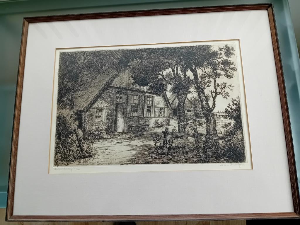 Ets van Cornelis Marinus van der Woerd (1901-1979), Antiek en Kunst, Kunst | Etsen en Gravures, Ophalen