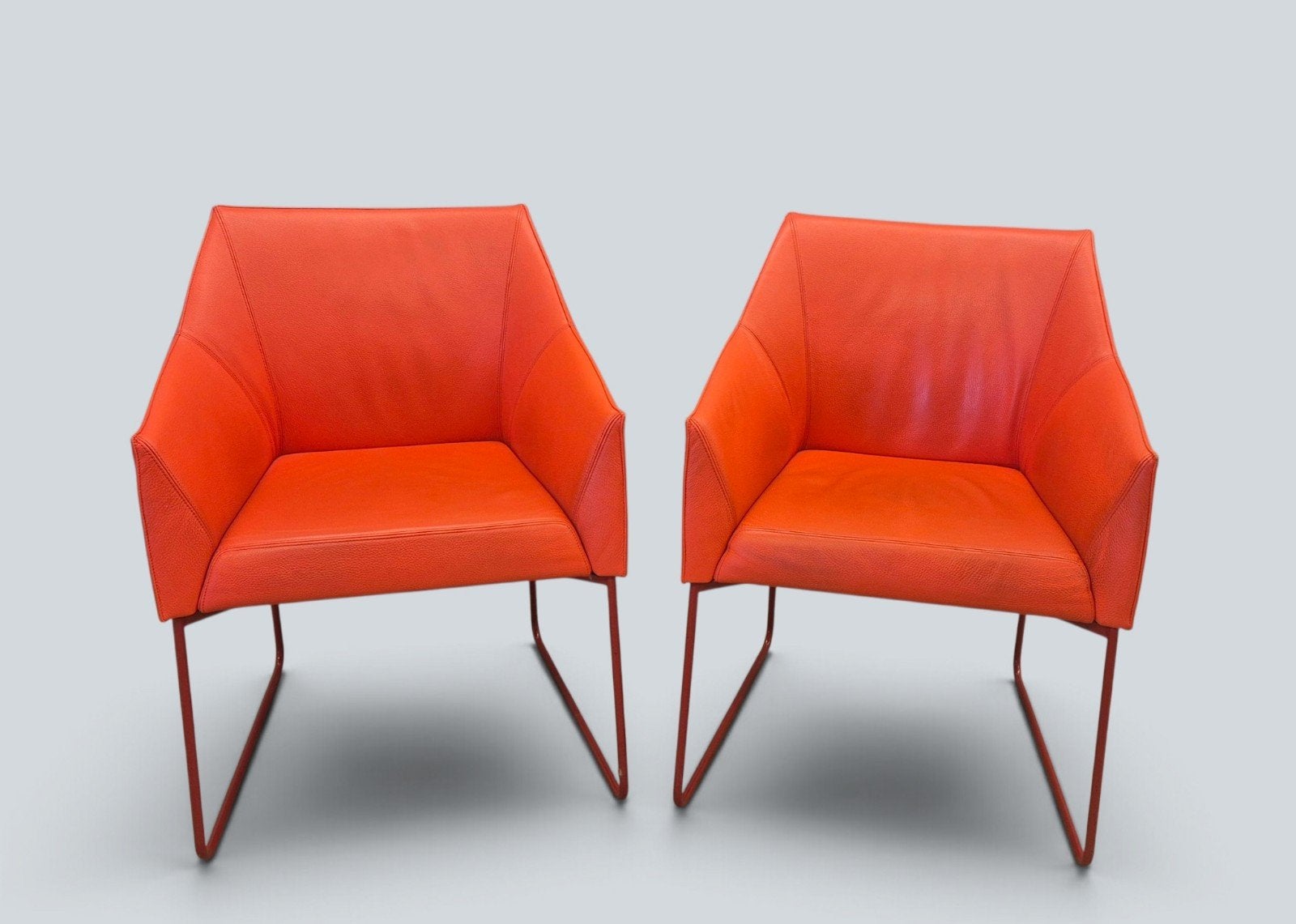 Leolux Mara Design Eetkamerstoelen Rood Leer, Huis en Inrichting, Stoelen, Ophalen, Leolux, Zo goed als nieuw, Vier