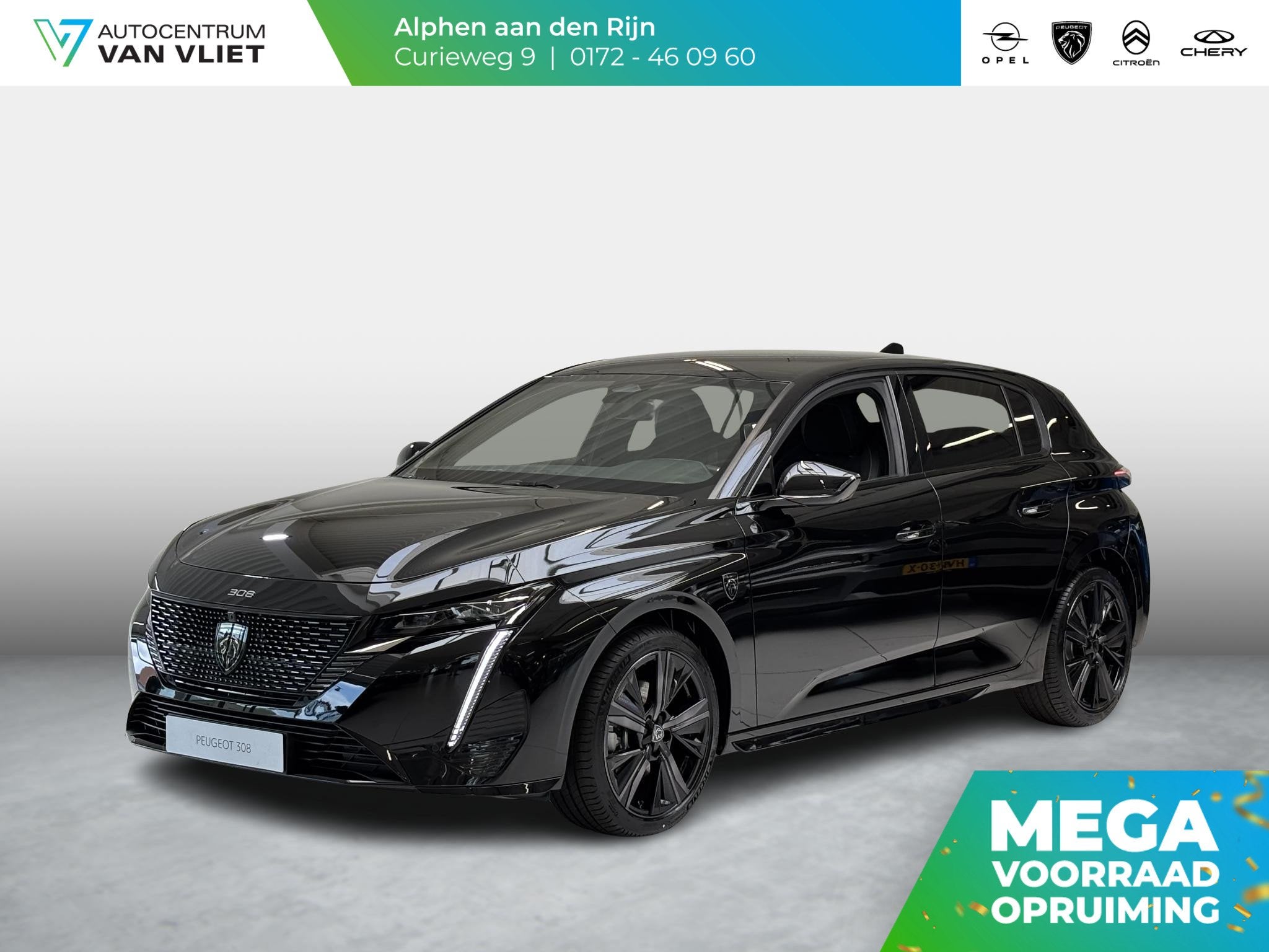 Peugeot 308 1.2 Hybrid 145 e-DCS6 GT 360 Camera l Elek. vers, Auto's, Gebruikt, Euro 6, Zwart, Origineel Nederlands