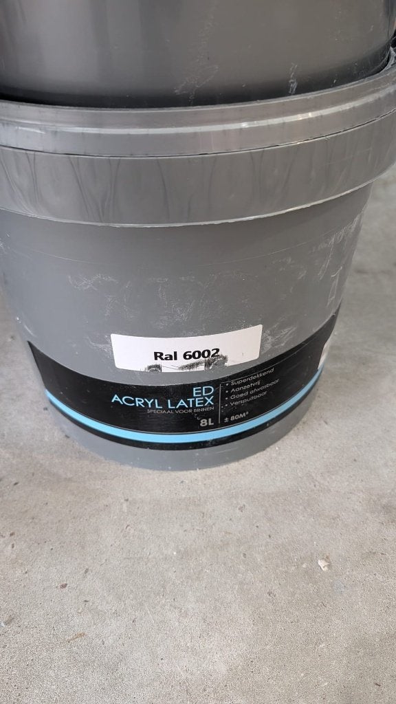 Latex Ral 6002 4x 8 liter - 1x 4 liter, Ophalen, 5 tot 10 liter, Nieuw, Verf