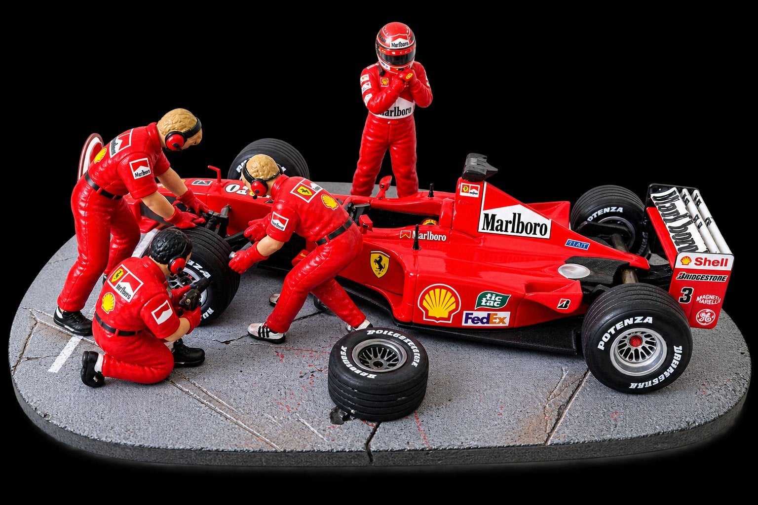 Ferrari F1 pitstop diorama - Michael Schumacher, Hobby en Vrije tijd, Overige merken, Auto, 1:32 tot 1:50, Ophalen of Verzenden