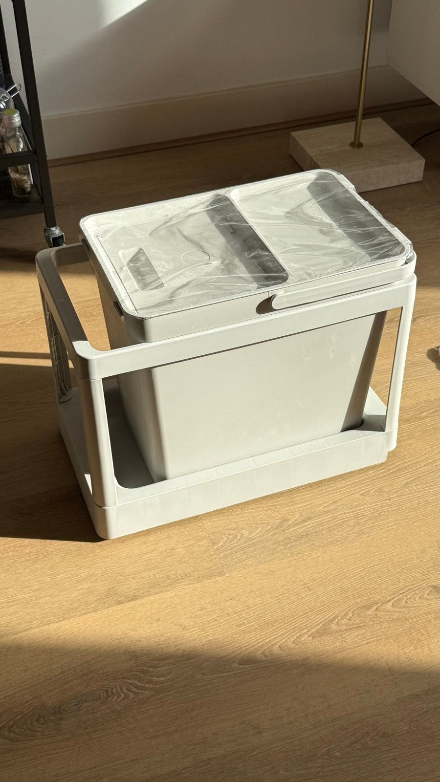Prullenbak, afvalscheiding, uittrekbaar/lichtgrijs, 22 l, 20 tot 30 liter, Ophalen of Verzenden, Nieuw, Kunststof