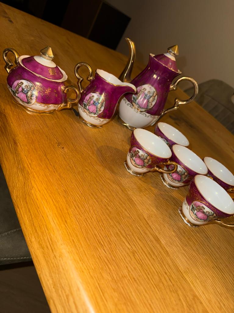 Vintage porseleinen koffieservies - 10-delig, Ophalen of Verzenden