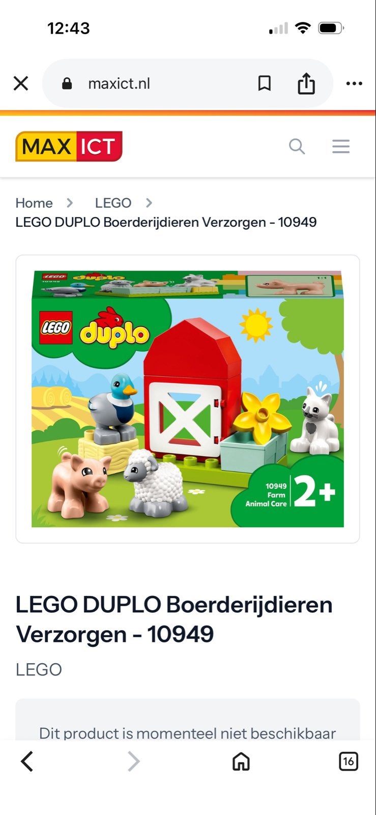 LEGO Duplo Boerderijdieren Verzorgen - Set 10949, Ophalen, Overige thema's, Zo goed als nieuw, Compleet