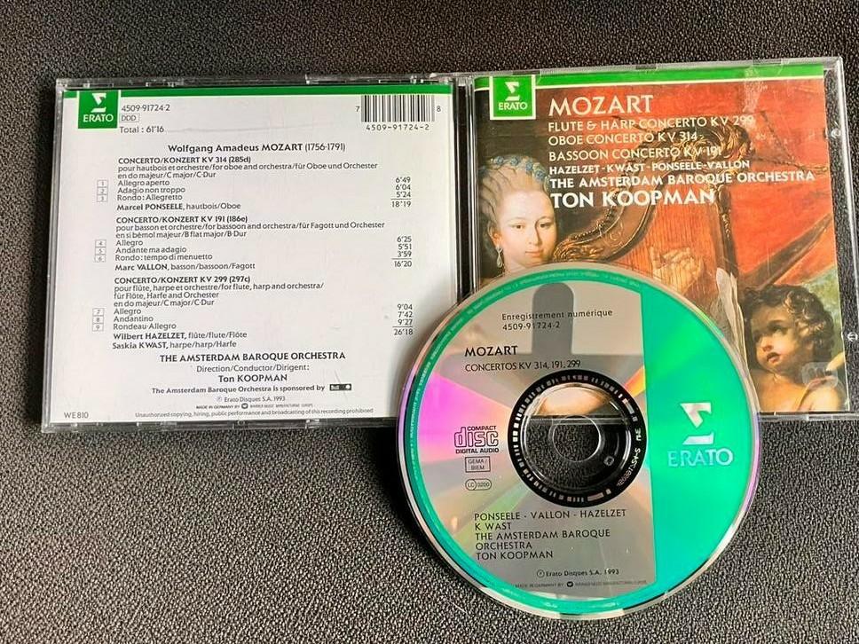 Ton Koopman - Mozart concertos KV 314, 191 en 299, Ophalen of Verzenden, Classicisme, Zo goed als nieuw, Orkest of Ballet