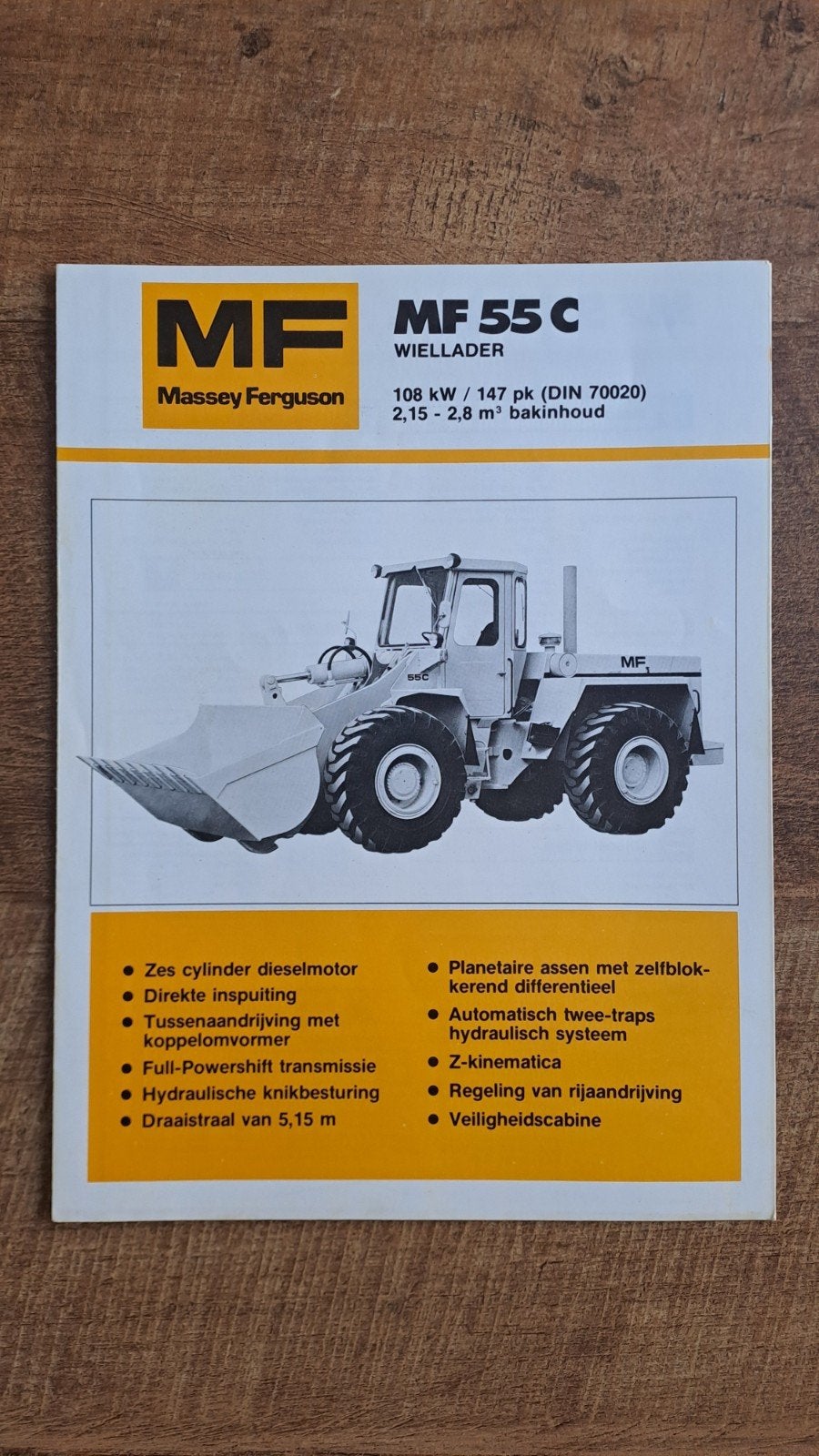 folder MF Massey Ferguson MF 55 C Wiellader, Laadschop, Ophalen of Verzenden, Zo goed als nieuw, Folder