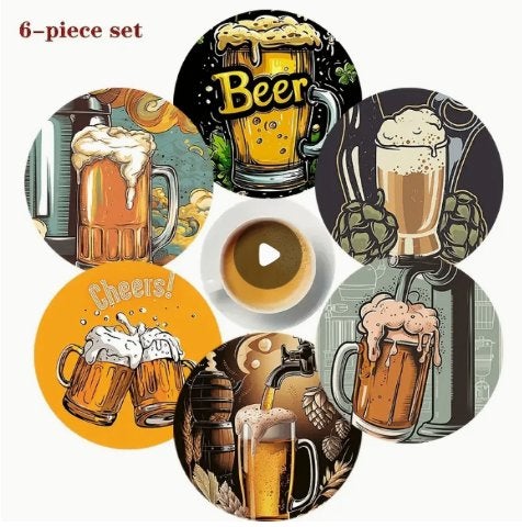 Onderzetters met Bier afbeeldingen, Hout, Glasonderzetter, Stapelbaar, Ophalen of Verzenden