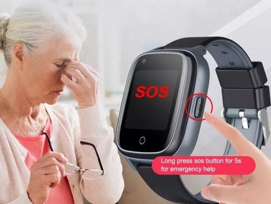 WatchToCare Classic - GPS Horloge Ouderen – SOS Alarmknop, Zwart, Nieuw, Ophalen of Verzenden, GPS