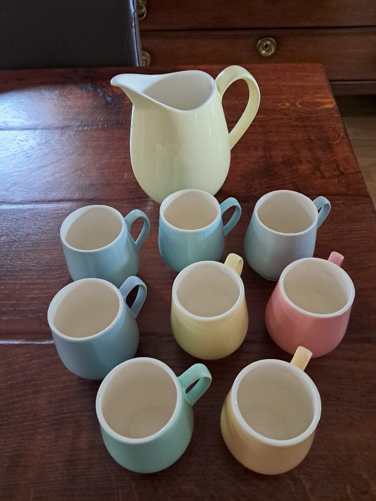 Kwatta melkkan met 8 Bolle Buik Bekers, Overige merken, Overige typen, Vintage, Ophalen of Verzenden