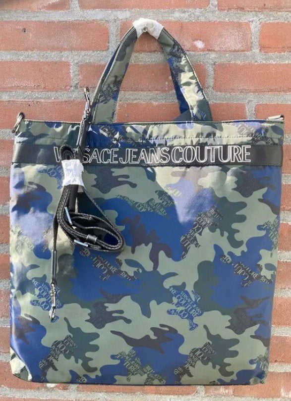 Versace camouflage tote helmet bag shopper tas army new ds, Verzenden, Nieuw, Blauw, Overige merken