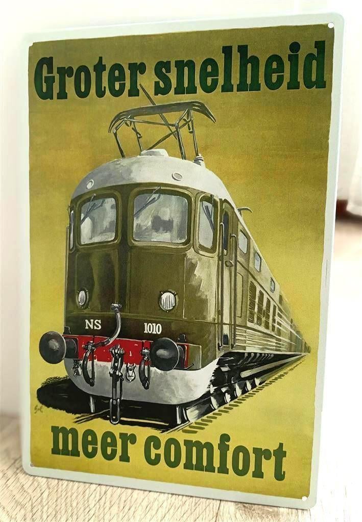Groter Snelheid Meer Comfort NS Metalen Trein Wandbord, Ophalen of Verzenden, Nieuw, Trein, Overige typen