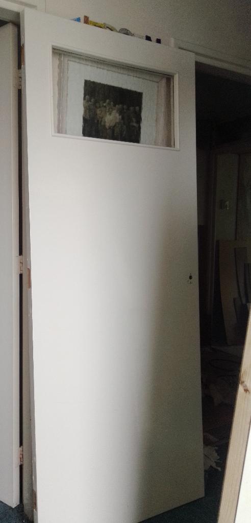 deur met raampje ongeveer 82x199,5cm, Doe-het-zelf en Verbouw, Ophalen, 80 tot 100 cm, Binnendeur, Minder dan 200 cm