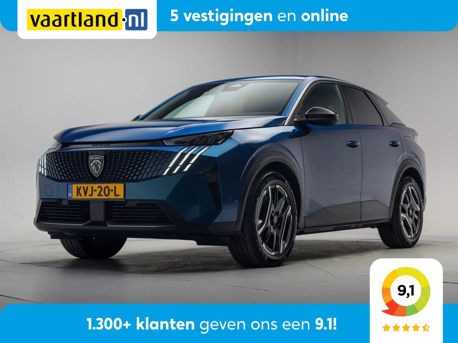 Peugeot E-3008 Allure 73kWh [ LED Apple/Android Camera ], Auto's, 0 cilinders, Blauw, Leder, SUV of Terreinwagen