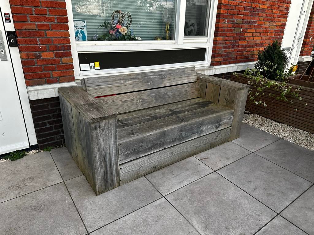 Steigerhouten loungebank 180 cm breed, Ophalen, Gebruikt, Hout