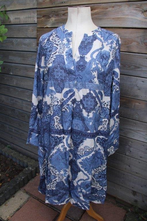 Jurk blauw/ creme Gustav mt 42 Vaste prijs, Kleding | Dames, Blauw, Ophalen of Verzenden, Zo goed als nieuw, Knielengte