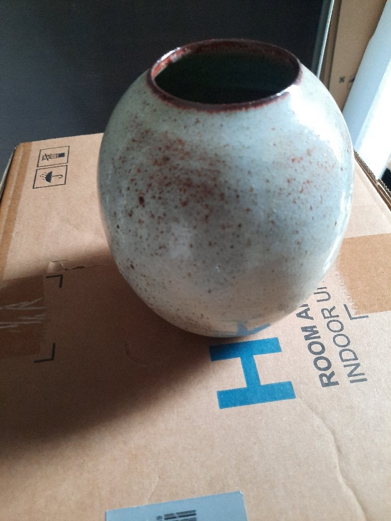 Porselijnen vaas, Ophalen of Verzenden, Gebruikt, Beige, Steen/keramiek