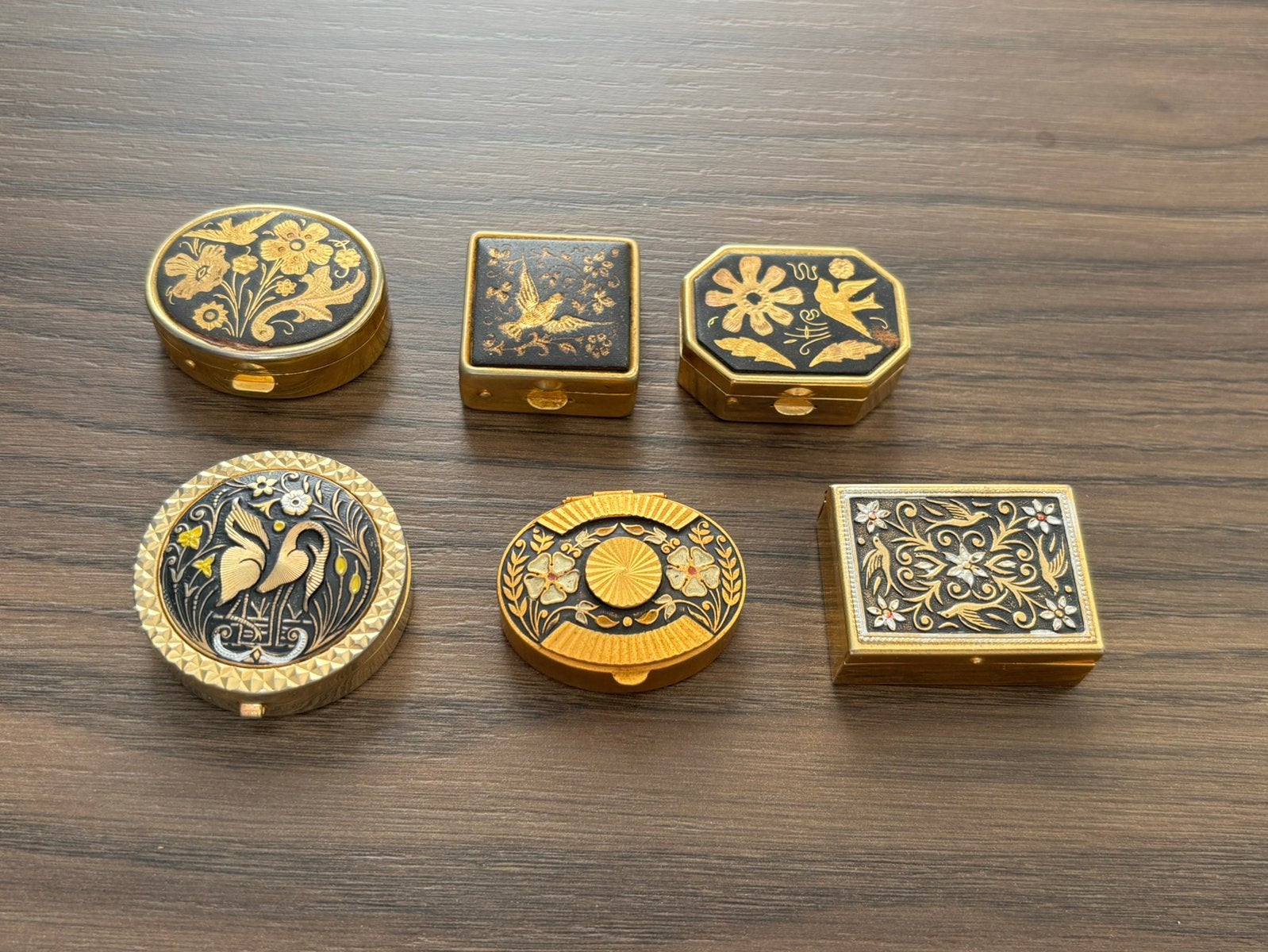 Verzameling vintage Spaanse Toledo Damasceen pillendoosjes, Antiek en Kunst, Ophalen of Verzenden