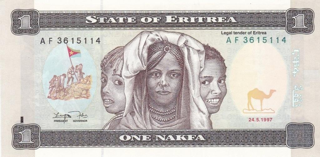 Eritrea bankbiljet 1 Nakfa Three Girls 1997, Pick 1 UNC, Postzegels en Munten, Bankbiljetten | Afrika, Ophalen of Verzenden, Overige landen