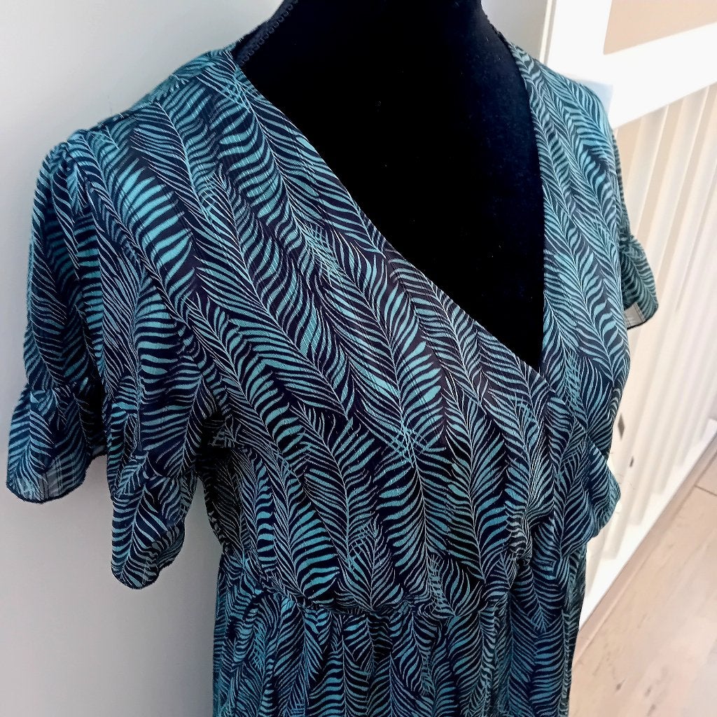 jurk,groen,maat 40/42,zomerjurk,vakantie,jurkje,Hawaï,jungle, Kleding | Dames, Jurken, Verzenden, Maat 42/44 (L), Boven de knie