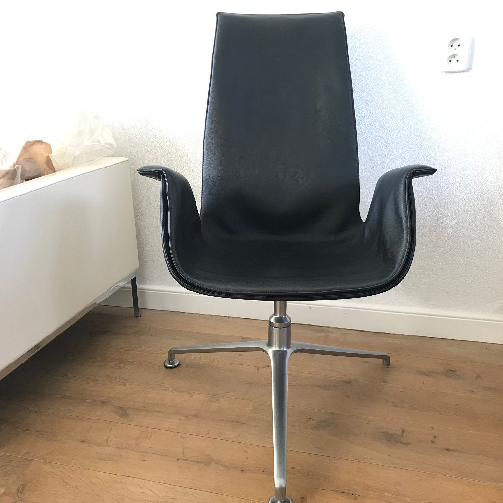 FK 6725 Kill International tulip chair stoel design leer, Huis en Inrichting, Gebruikt, Zwart, Leer, Ophalen of Verzenden