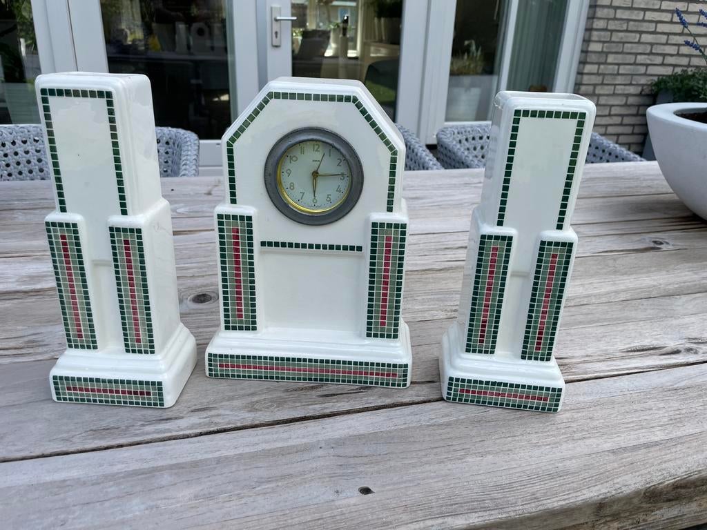 Artdeco klok met zuilen rond 1935?, Antiek en Kunst, Ophalen