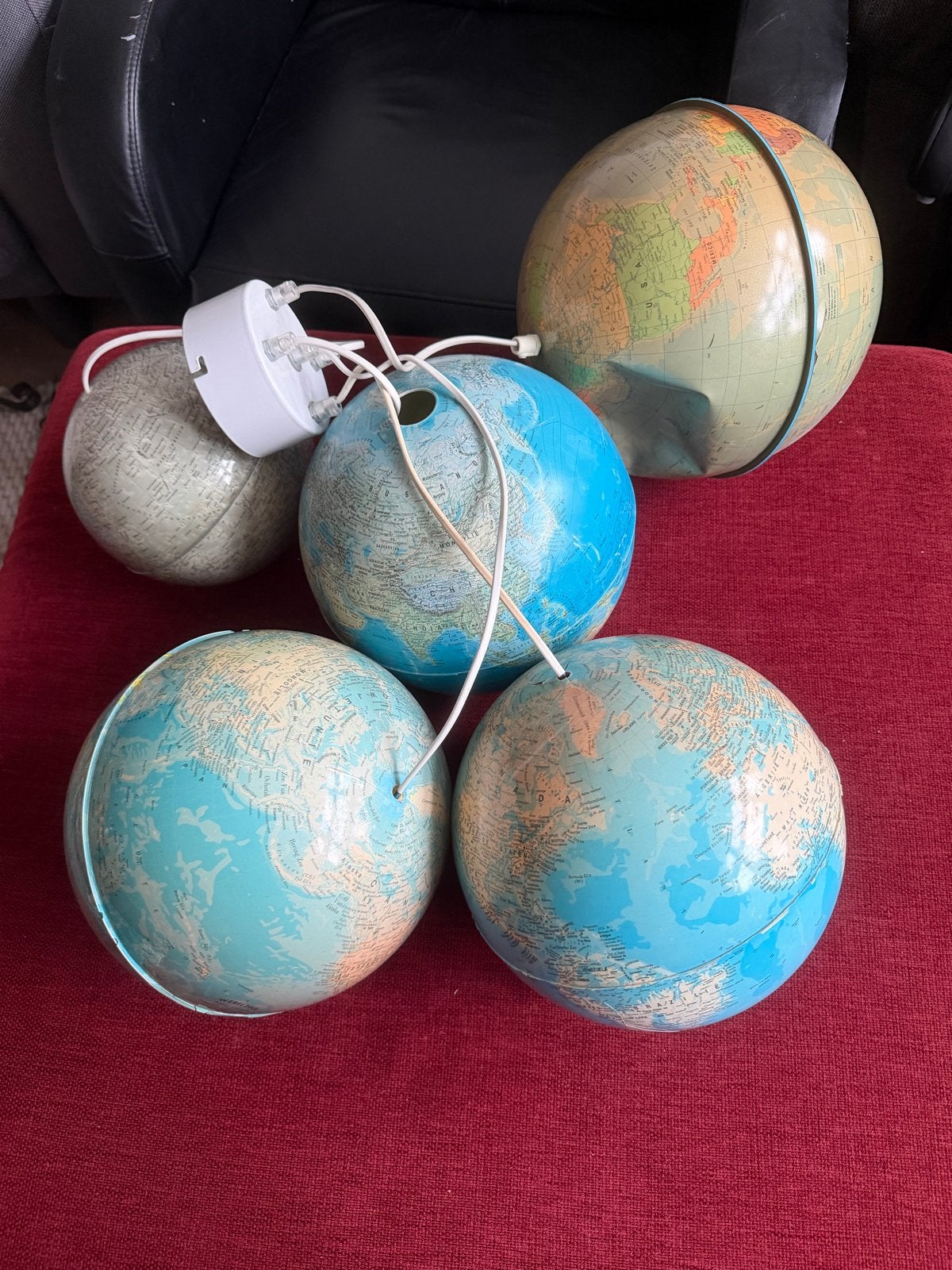 Set van 5 wereldbollen - decoratief en educatief, Ophalen, Kunststof, Staatkundige wereldbol, Verlicht
