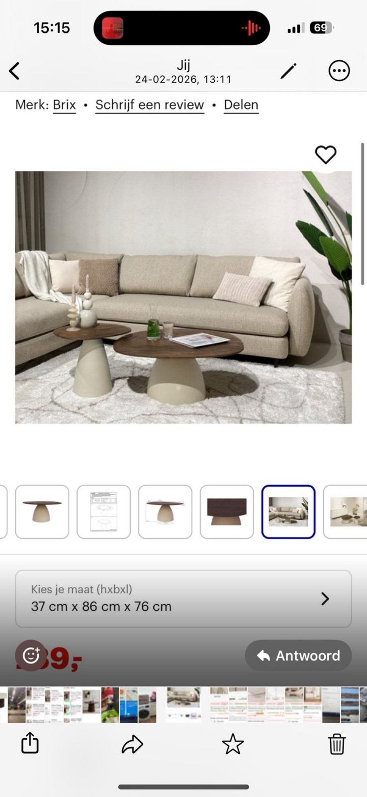 BRIX salontafel NIEUW, Ophalen of Verzenden, 75 m² of meer