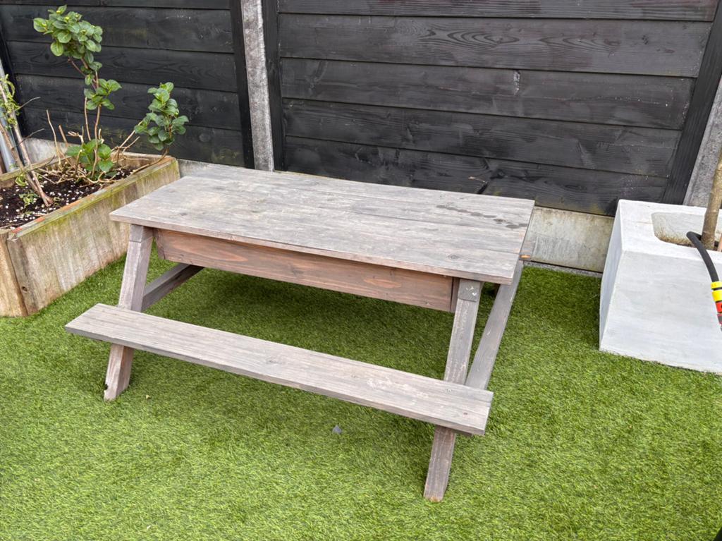 Douglas houten picknicktafel  kinderen watertafel eettafel, Zo goed als nieuw, Rechthoekig, Hout, Ophalen