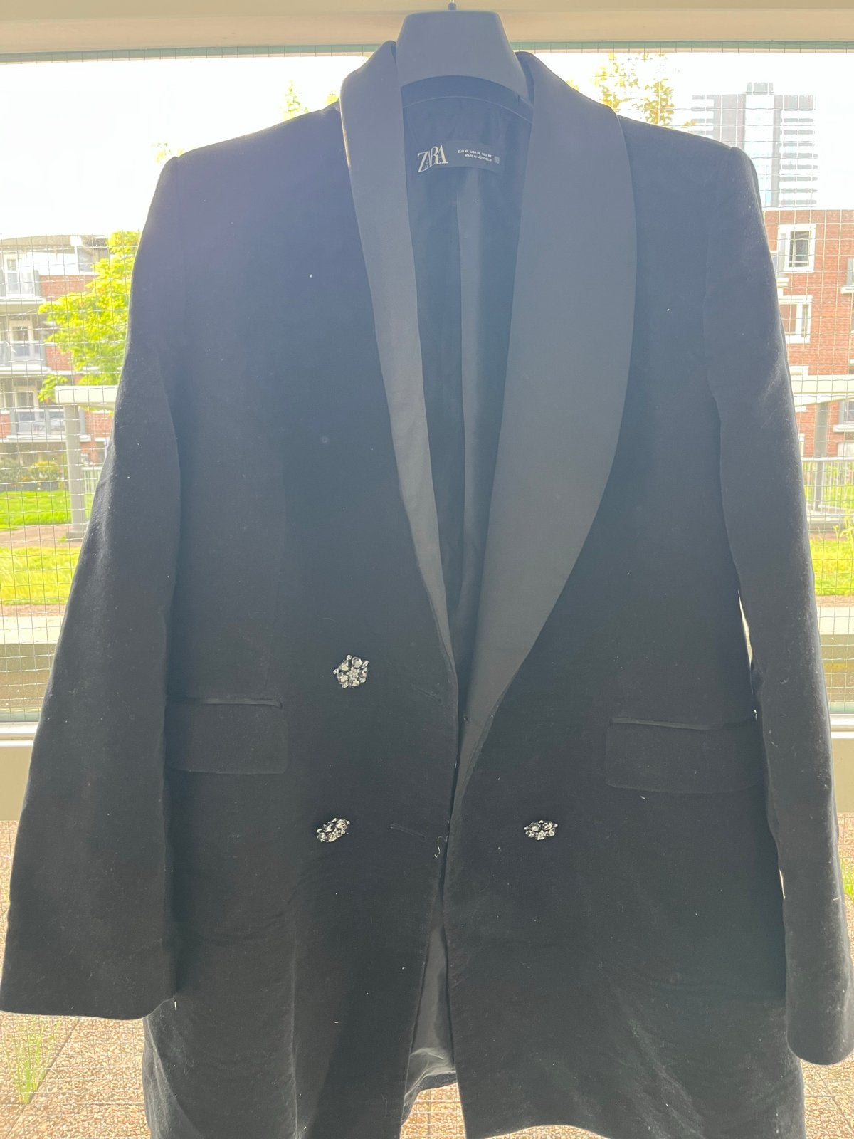 Zara Zwarte Blazer met Strass Knopen - Maat XL, Ophalen of Verzenden, Zo goed als nieuw, Maat 46/48 (XL) of groter, Zwart