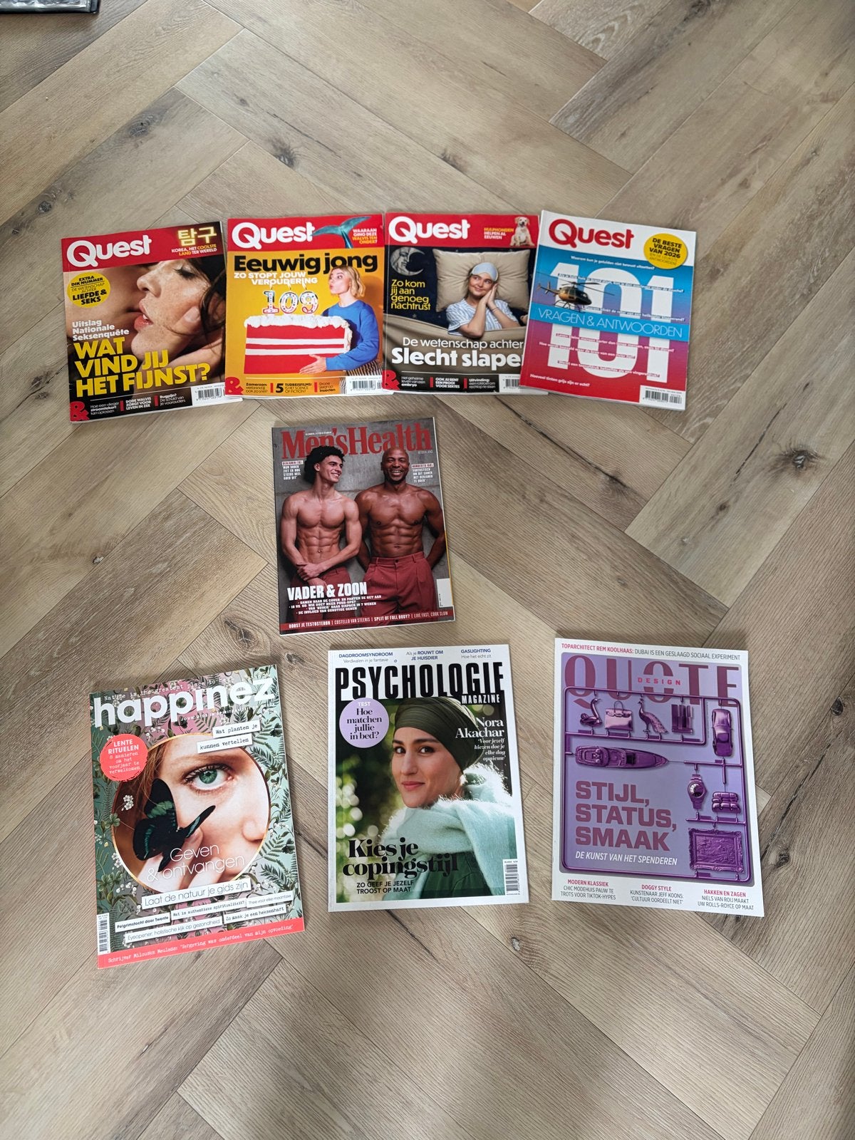 8 tijdschriften: Quote, Men's Health, Psychologie, Happinez,, Ophalen of Verzenden, Gelezen, Glossy