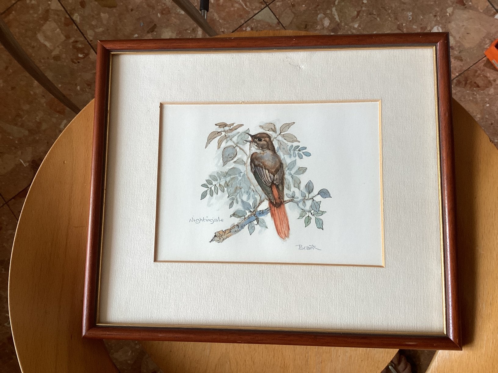 Nachtegaal / Brant // 30.5x26 cm, Antiek en Kunst, Ophalen of Verzenden