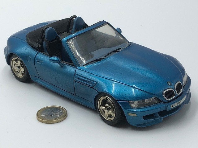 BMW M Roadster 1996 Blauw, Bburago WIEL AFGEBROKEN, Ophalen of Verzenden, Gebruikt, Auto, Bburago
