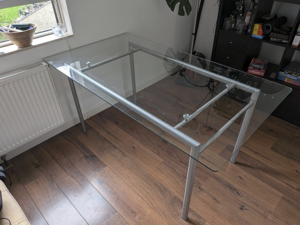 Glazen eettafel, Ophalen, Gebruikt, 50 tot 100 cm, Glas